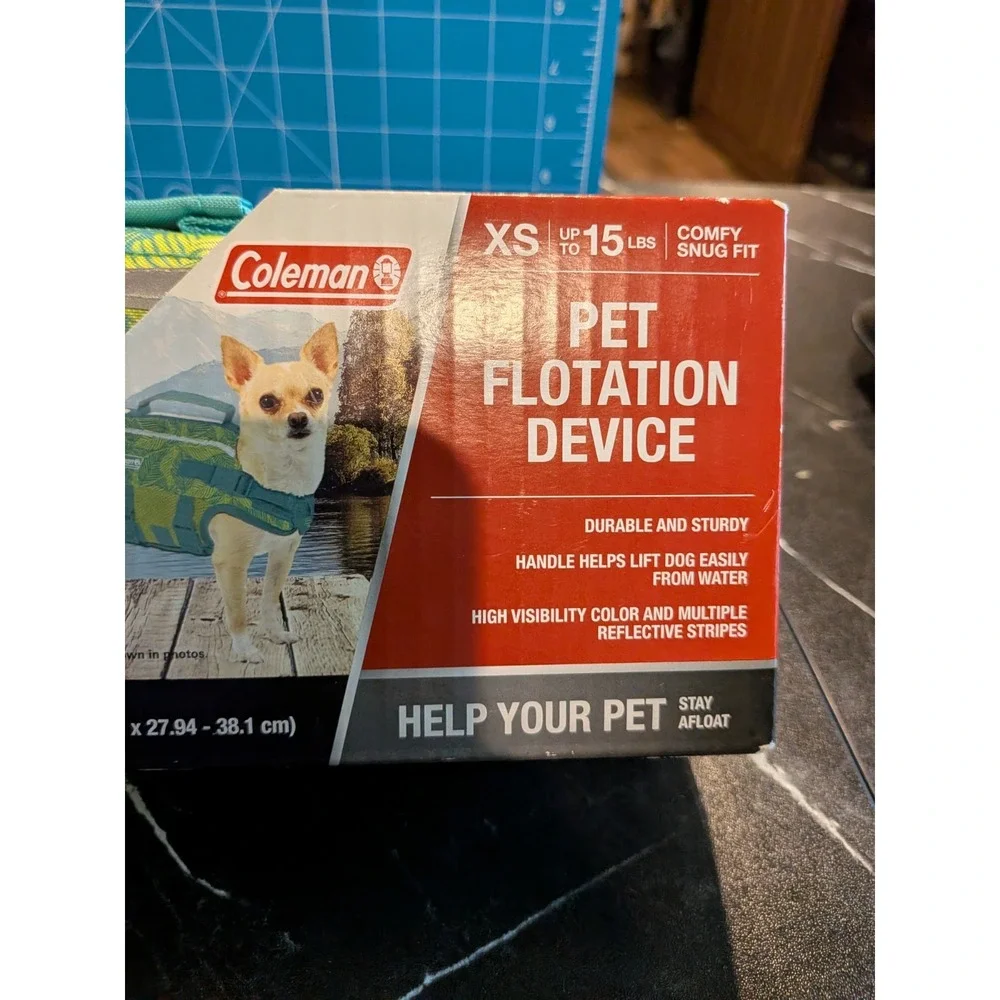 Coleman Pet Flotation Device Dog Life Jacket XS Mesh Rescue Handle Reflective